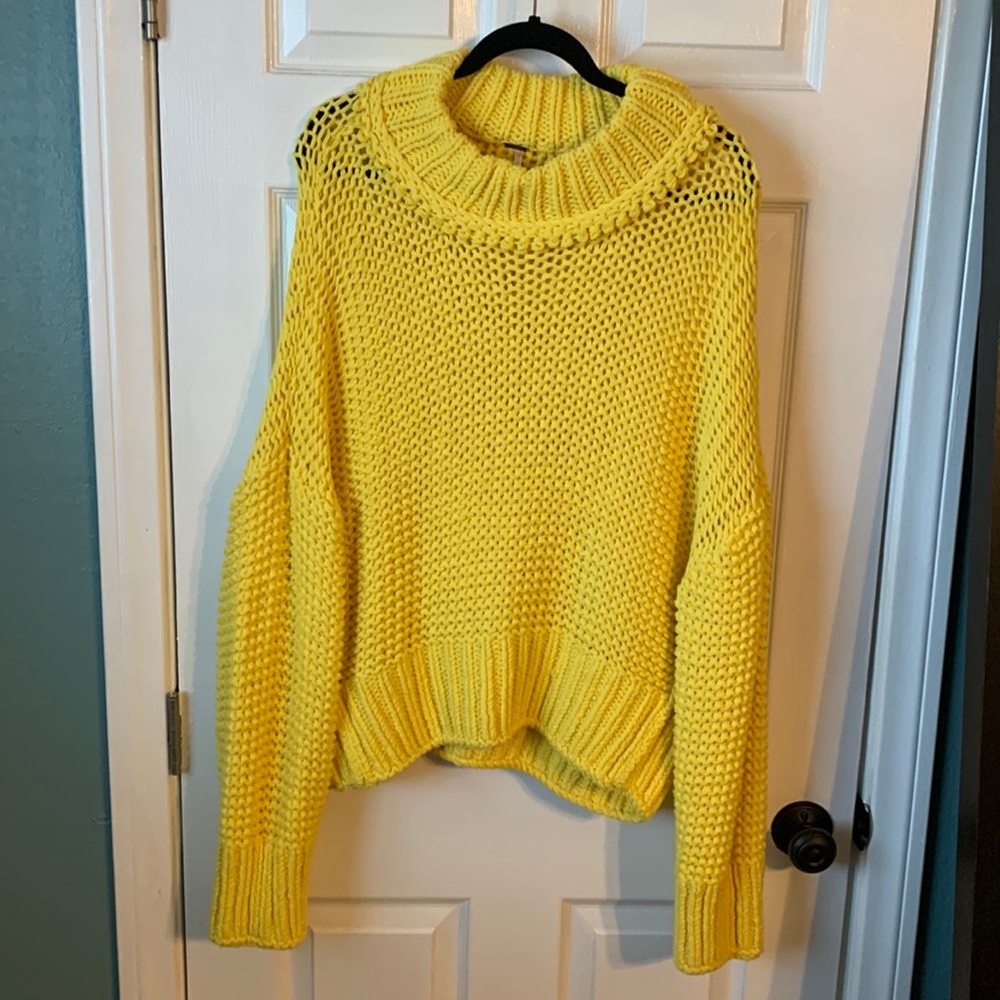 Free People Yellow Knit Sweater